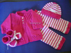 Örgü Pantolon Hırka Takımı 2 pembe kiz takim 2