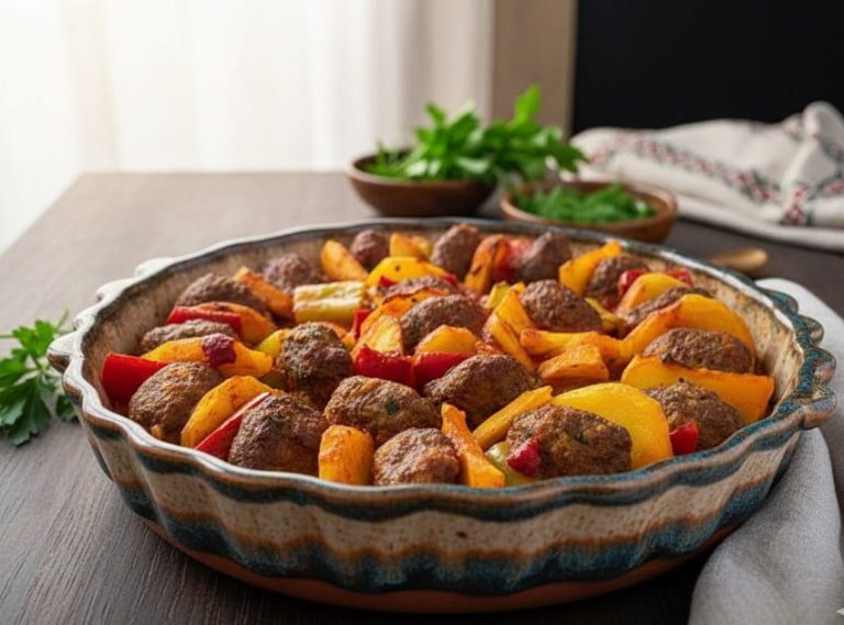 Patatesli Tepsi Köftesi Tarifi
