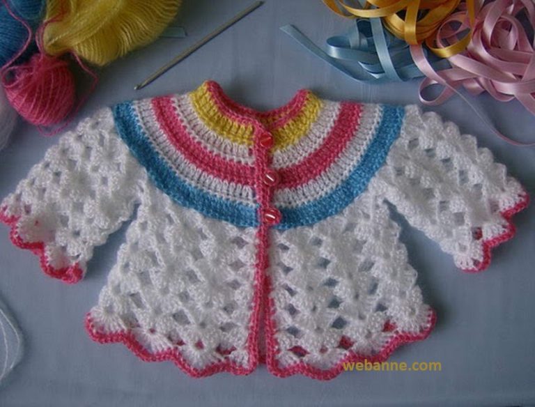 Açıklamalı Tığ İşi Bebek Hırkası