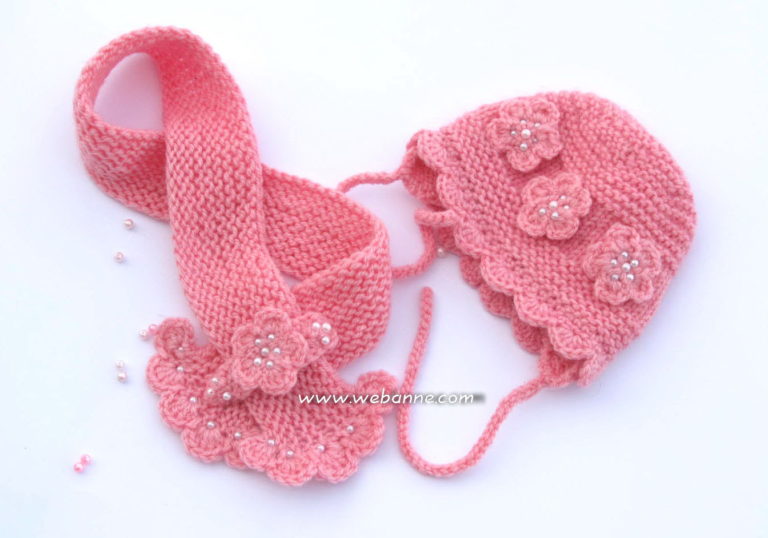 Şiş Örgüsü Bebek Şapka Atkı Takımı