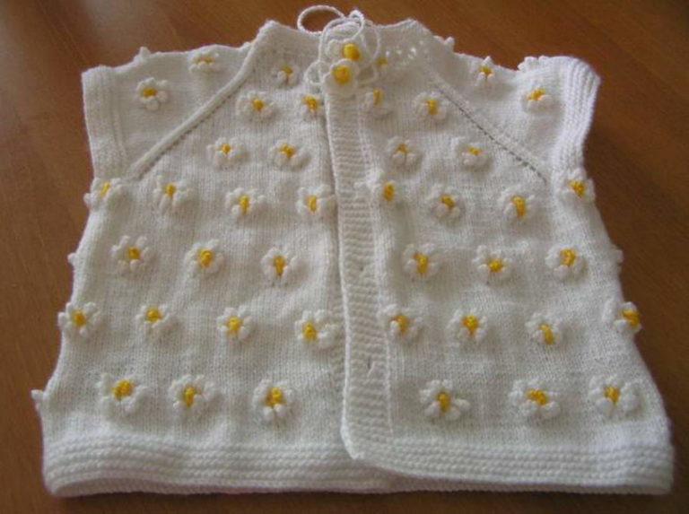 Papatyalı Kız Bebek Yeleği